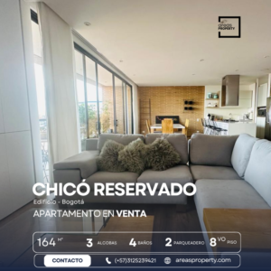 Apartamento 3 Alcobas con Baño Privado + Squash en Chicó Norte